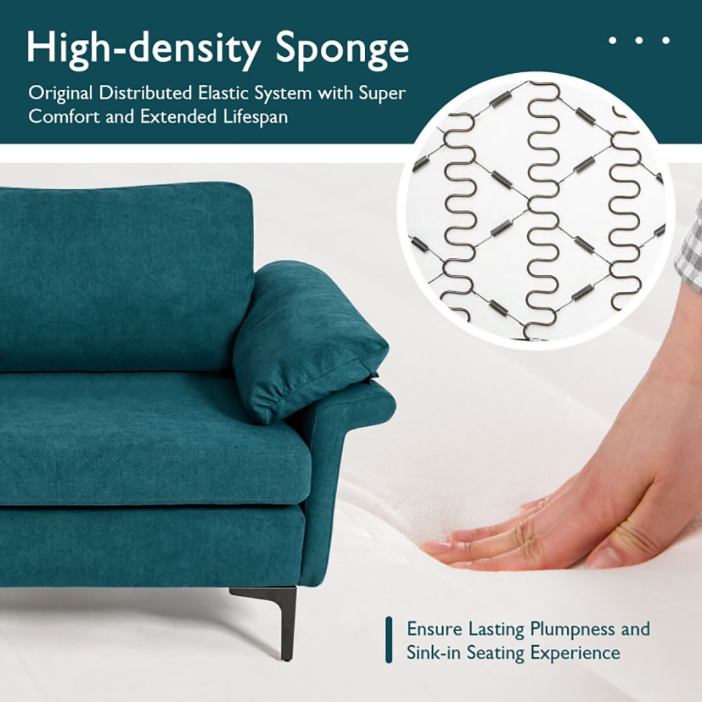 Finihen Loveseat Sofa, Modern Fabric Loveseat Sofa for with Metal Legs and Armrest Pillows, for Living Room, Bedroom, Peacock Blue Finihen Loveseat Sofa, Modern Fabric Loveseat Sofa for with Metal Legs and Armrest Pillows, for Living Room, Bedroom, Peacock Blue