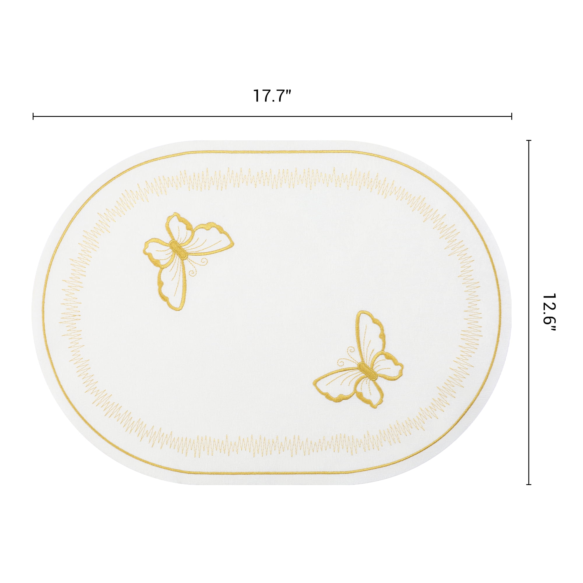 Unique Bargains Rustic Oval Placemats 4pcs Cotton Linen White 17.7"x12.6"