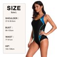 thumbnail image 2 of Traje de baño deportivo de una pieza para mujer, traje de baño con bloques de color, traje de baño adelgazante, negro y verde, 2 of 7
