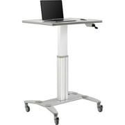Global Industrial 436968 Sit-Stand Mobile Desk with Tablet Slot, Gray & Silver