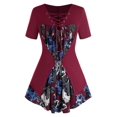 thumbnail image 1 of Tamaño más atan para arriba la impresión floral de la hebilla de camiseta Rosegal Camisetas tallas grandes, 1 of 5