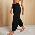 thumbnail image 3 of Women's Yoga Pants Tall New Summer Pants for Women Lightweight Faux Linen Casual Pants Loose Fits Comfy Vacation Trousers with Pockets, 3 of 8