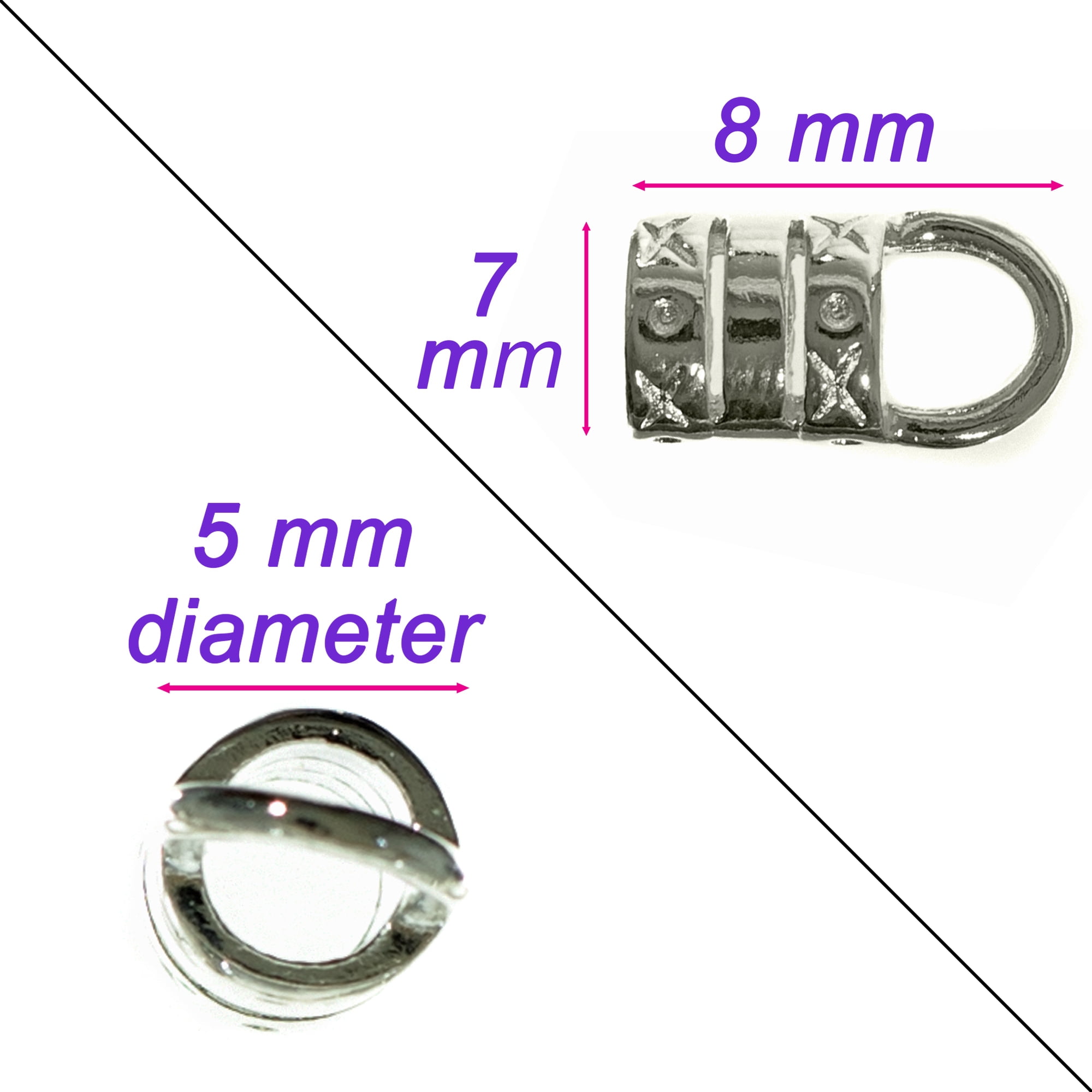 Craft County 5mm Tube Crimp End - 24 Pack of Silver-Plated Metal Cord Ends - Great for Making Bracelets, Necklaces, and Other Formal Jewelry and Accessories