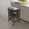 thumbnail image 6 of 5 Tiers Metal Rolling File Carts Rolling File Cabinet Cart Organizer with Wheels Black, 6 of 12