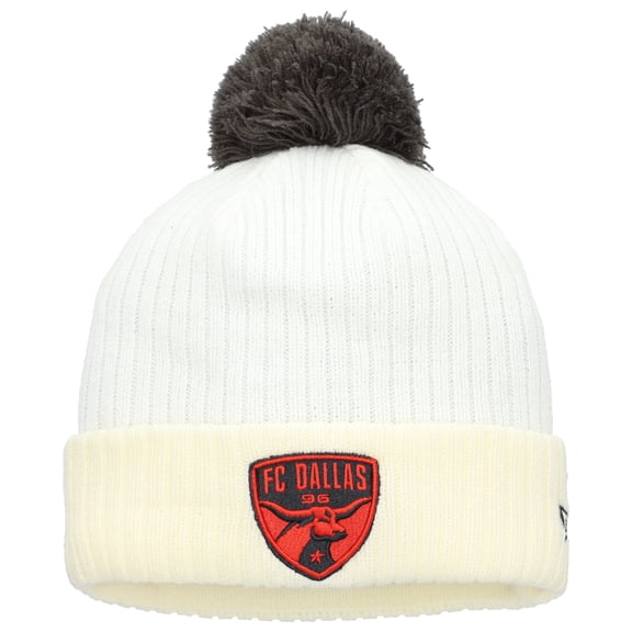 Men's New Era White FC Dallas 2025 Jersey Hook Cuff Knit Hat with Pom
