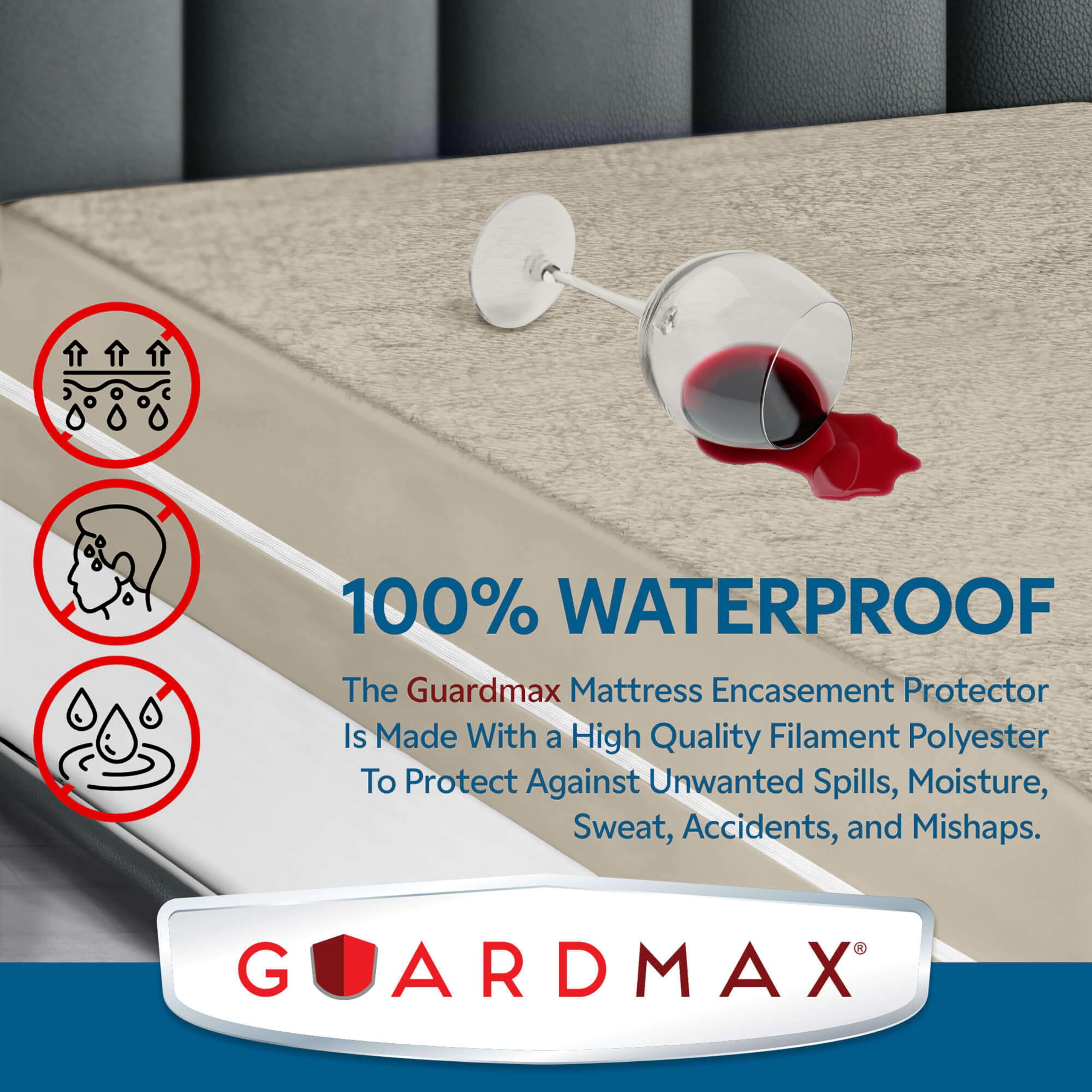 Guardmax Terry Cotton Zippered Mattress Encasement - Sleeper Sofa Size - 100% Waterproof and Bed Bug Proof Mattress Protector - Absorbent Six-Sided Mattress Cover (Terry Cotton, Sleeper Sofa)