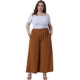 thumbnail image 3 of DARING DIVA Women's Plus Palazzo Pants Wide Leg with Pockets Summer Pants 1X Brown, 3 of 5