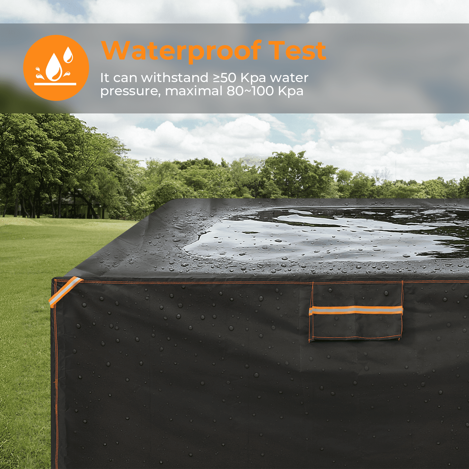 YEERSWAG Extra Large Outdoor Furniture Cover Waterproof, 124" x 63" x 29" Patio Set Cover Weatherproof 420D Oxford Outdoor Dining Set Cover with Vent for Outside Tables, Sofa, Chairs, Black