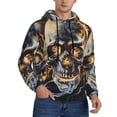 thumbnail image 2 of Pofeuu Fiery Skull Trio Print Mens Casual Hooded Collar Drawstring Hoodies Pullover Sweatshirts Casual Long Sleeve Shirts-XX-Large, 2 of 7