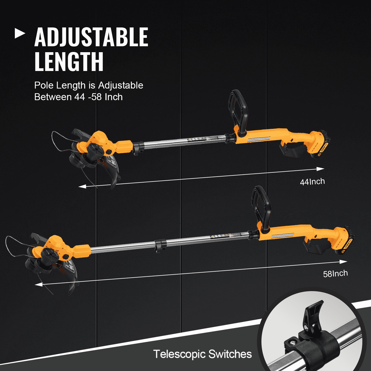 20V MAX Cordless String Trimmer, Cordless Grass Trimmer Edger Electric Weed Eater Wacker for Garden and Yard Yellow