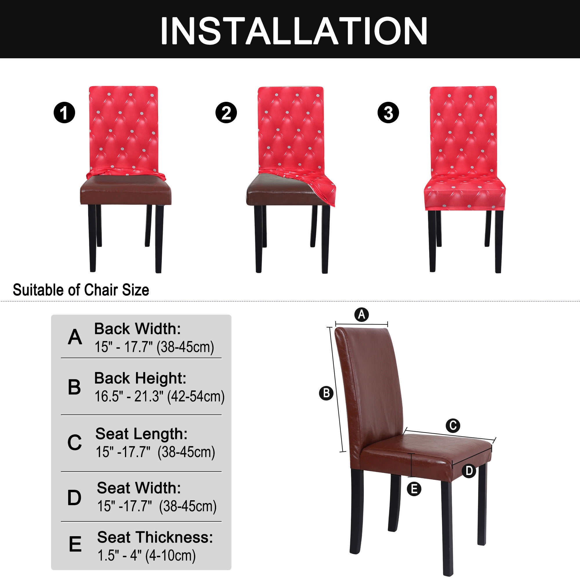 Unique Bargains Stretch Polyester Washable Dining Chair Covers Slipcovers Red 6 Pcs