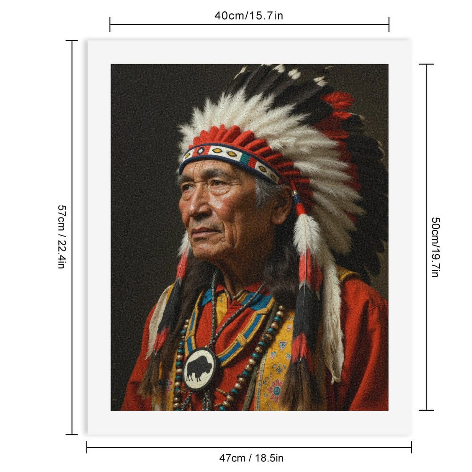 Paint By Numbers Kit for Adults Beginner - DIY Feather Headdress Cultural Portrait Canvas Painting Kits for Adults, Frameless Paint By Number for Adults for Home Wall Decor 16x20 Inch