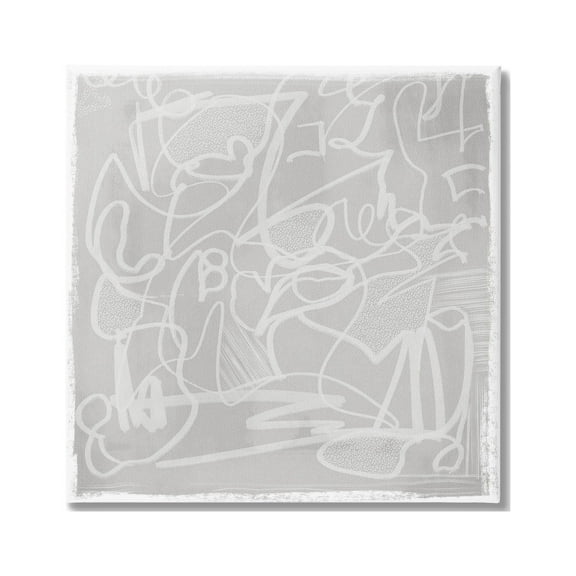 Stupell Industries Grey Modern Squiggles Abstract Painting Gallery Wrapped Canvas Print Wall Art, 17 x 17