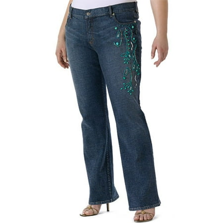 Women's Plus Turquoise Beaded Jean