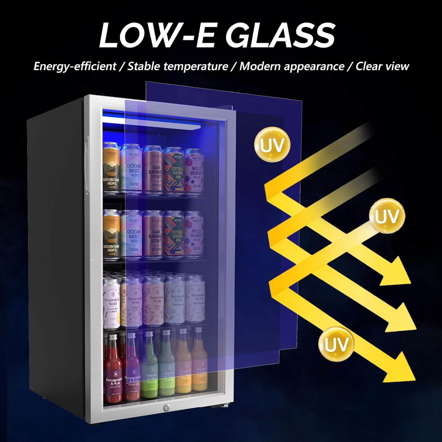 Ktaxon 130 Can Beverage Refrigerator, 3.2 Cu. Ft. Drink Cooler with Double Layer Glass Door, Adjustable Shelf & Lock, 32-50°F for Home Office Bar