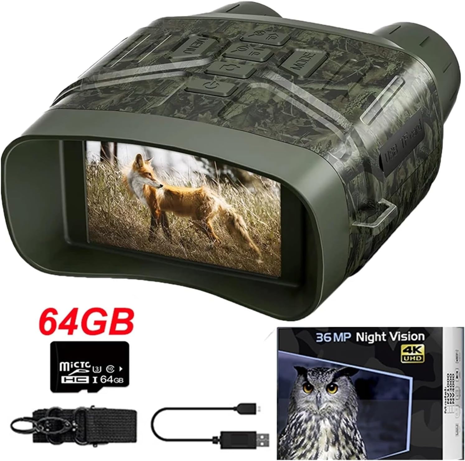 Night Vision Binoculars for Adults, 4K Night Vision Goggles Binoculars for Adults,3'' Large Screen,Save Photo/Video with Memory Card & Rechargeable Lithium Battery for Hunting & Camping (Camouflage 6