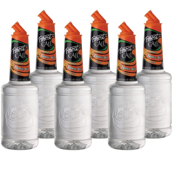 Finest Call Premium Triple Sec Syrup Drink Mix, 1 Liter Bottle (33.8 Fl Oz), Pack Of 6