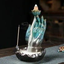 1pc Ceramic Buddha Hand Backflow Incense Burner, Lotus Fish Home Decor (Without Incense)