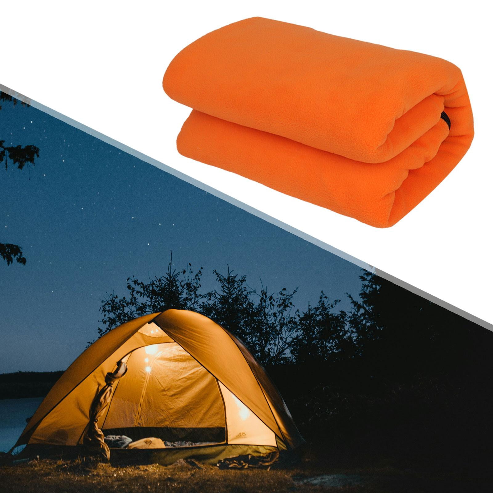Wswqop Polar Fleece Sleeping Bag Liner Emergency Blanket for Adults Portable Camping Blanket for Traveling Backpacking Cold Weather , Orange