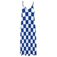thumbnail image 5 of Robe Sans Manches à Carreaux Bleu et Blanc Robe d'Été Coréenne Robe d'Été Longue pour Femmes, 5 of 5