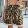 thumbnail image 4 of Women'S Summer Washed Hot Girl Leopard Print Denim Shorts L, 4 of 8