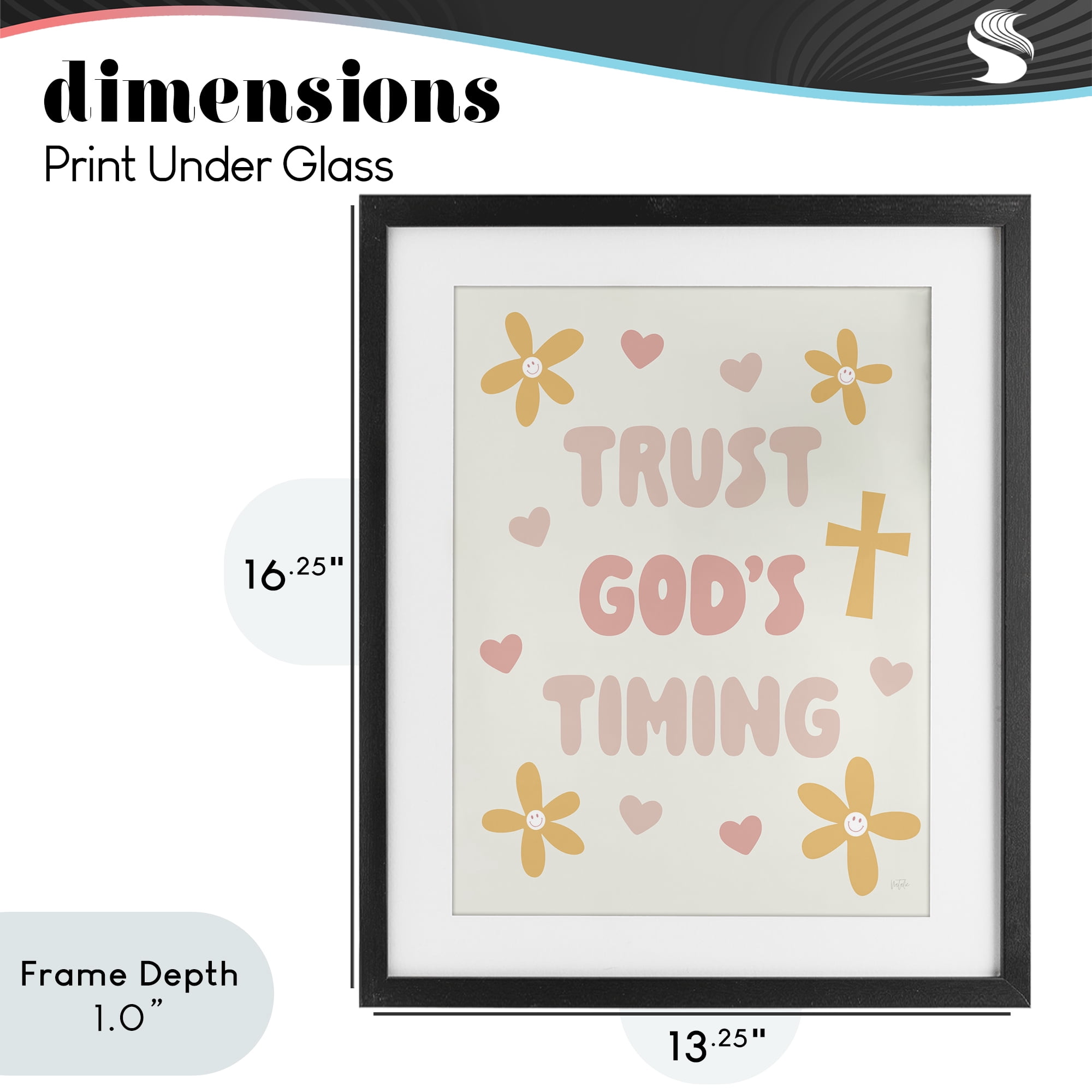 Stupell Industries Retro Trust God's Timing Black Framed Print Under Glass, design by Natalie Carpentieri