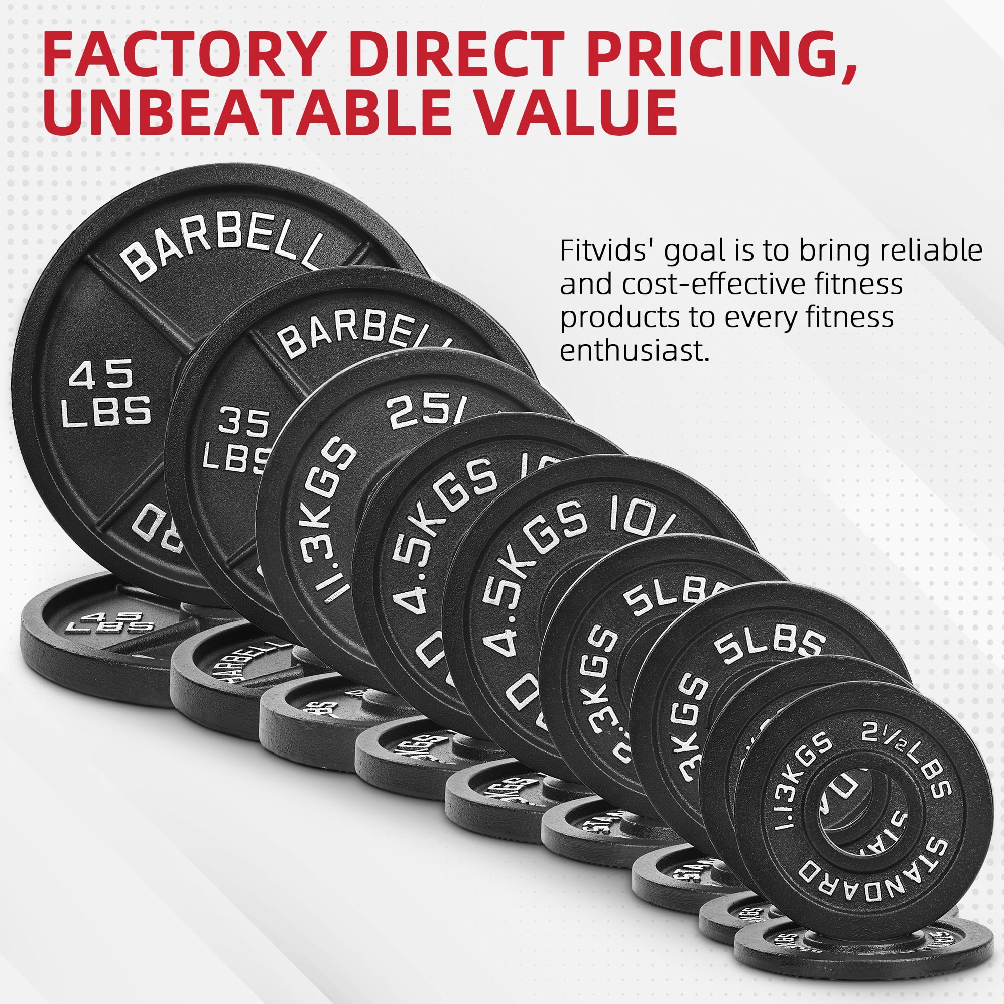 Sprint Demon 4-Piece Cast Iron Weight Plate Set - 1" Hole, 2.5LB to 45LB Weight Options, Fits Standard Barbells and Dumbbell Bars