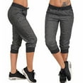 thumbnail image 2 of JINMGG Summer Fall Womens Pants Plus Size Clearance Women's Yoga Drawcord Fashion Capris Casual Cropped Leg Pants, 2 of 3