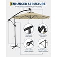 thumbnail image 2 of Parasol Déporté de 10 Pi pour Patio avec Base en Croix et Manivelle, Rotation à 360 Degrés Inclinaison Infinie, Résistant aux UV Ombrage Extérieur pour Terrasse Piscine Jardin Cour Arrière, Bleu Marine/rouge/gris/beige/beige, 2 of 7