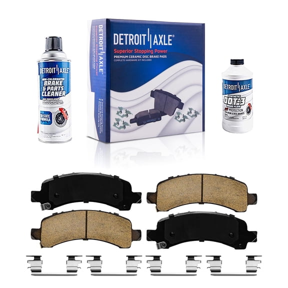 Detroit Axle - Rear Ceramic Brake Pads w/ Hardware Replacement for Cadillac Escalade Chevy Avalanche Express 1500