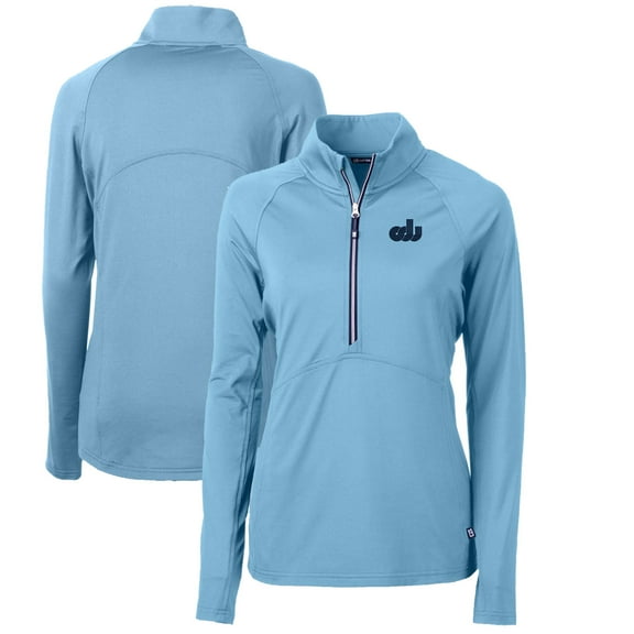 Women's Cutter & Buck Light Blue Old Dominion Monarchs Adapt Eco Knit Stretch Recycled Half-Zip Pullover Top