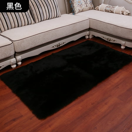 

Namzi Solid Color Plush Table Runner Faux Sheepskin Decorative Shaggy Dresser Scarf Not-Slip Desk Pad Luxury False Fur Dresser Tablecloth-black 100x100cm(39.37x39.37inch)
