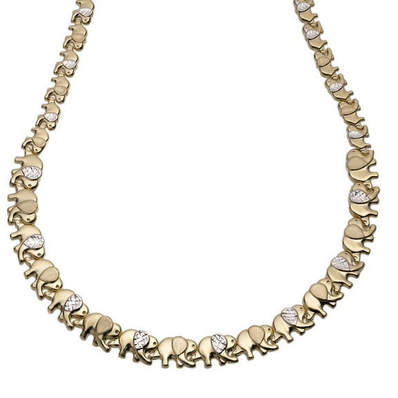 Diamond-Cut Elephant Stampato Women’s Adult Necklace 10K Two-Tone Gold, 14.59 Gr – Goldum NYC