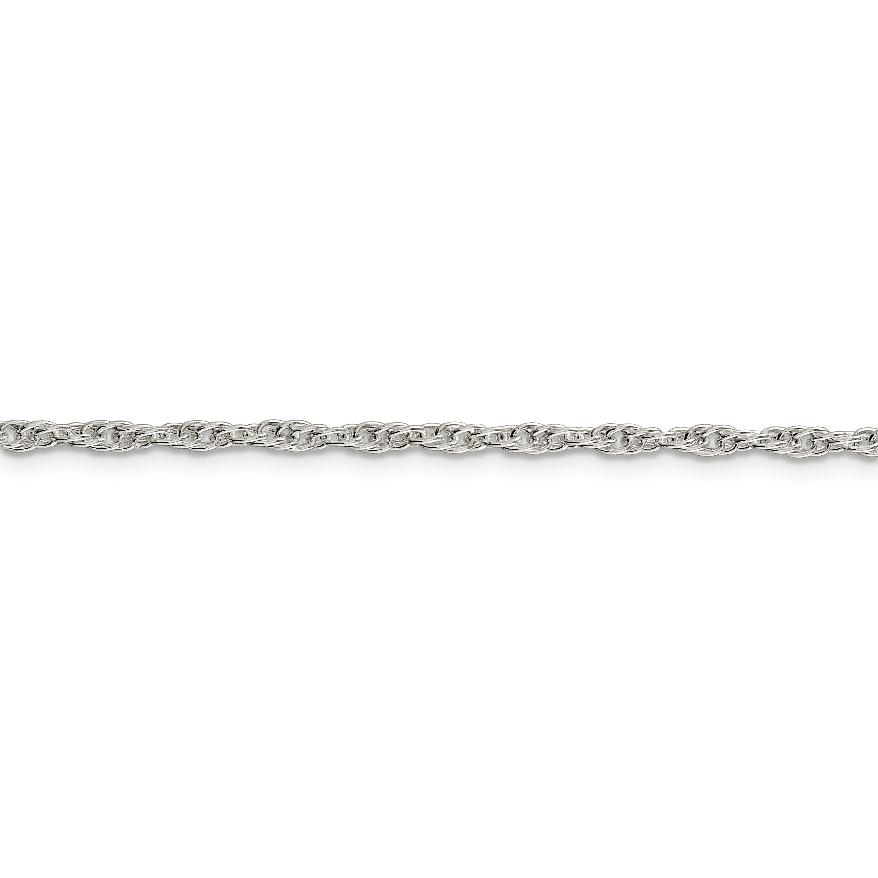 Sterling Silver 2.45mm Loose Rope Chain (Weight: 9.31 Grams, Length: 30 Inches)