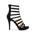 thumbnail image 3 of BLISSFUL STEP Women's Open Toe Platform Stiletto Heel Cage Heeled Sandals Black 10, 3 of 8