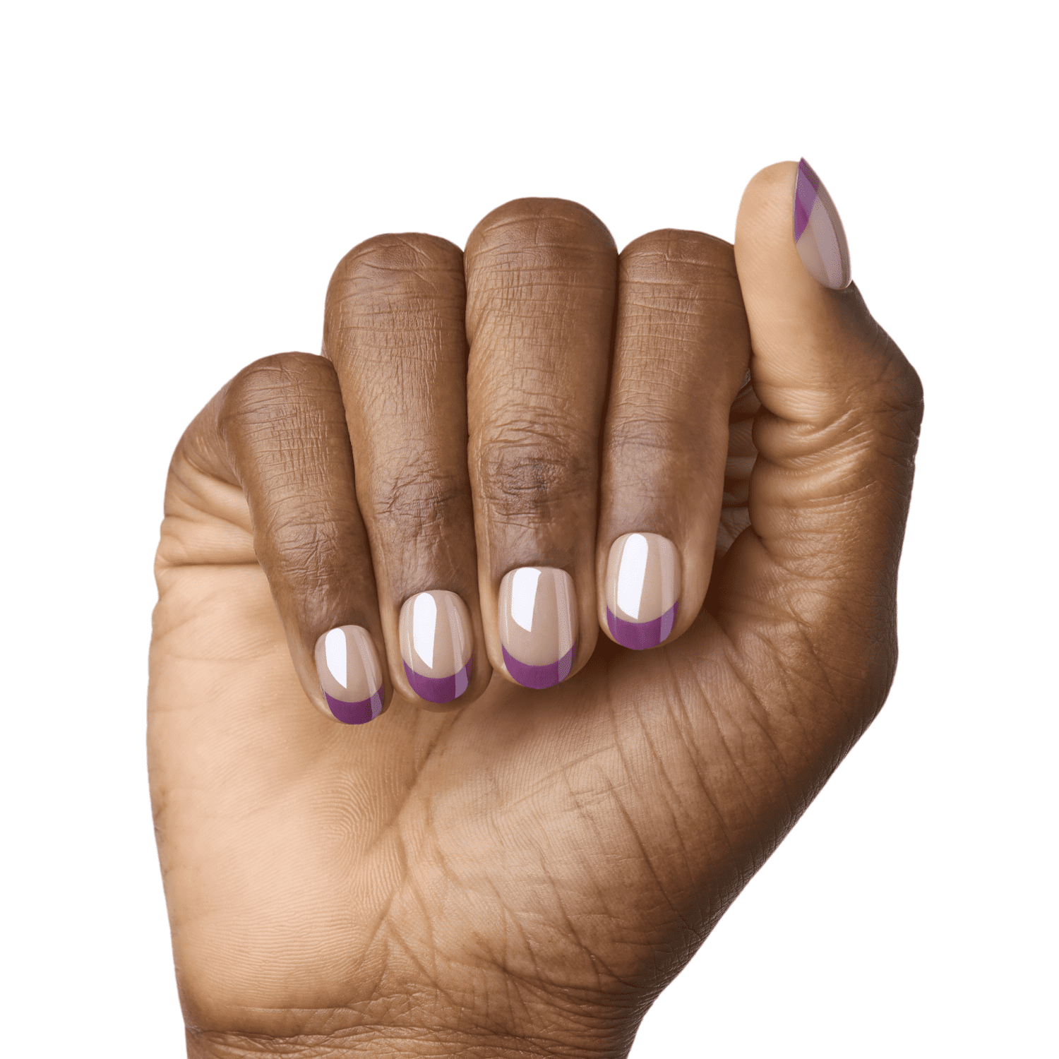 Olive & June Instant Mani Extra Short Round Press-on Nails, Purple Chrome French, 42 Pieces