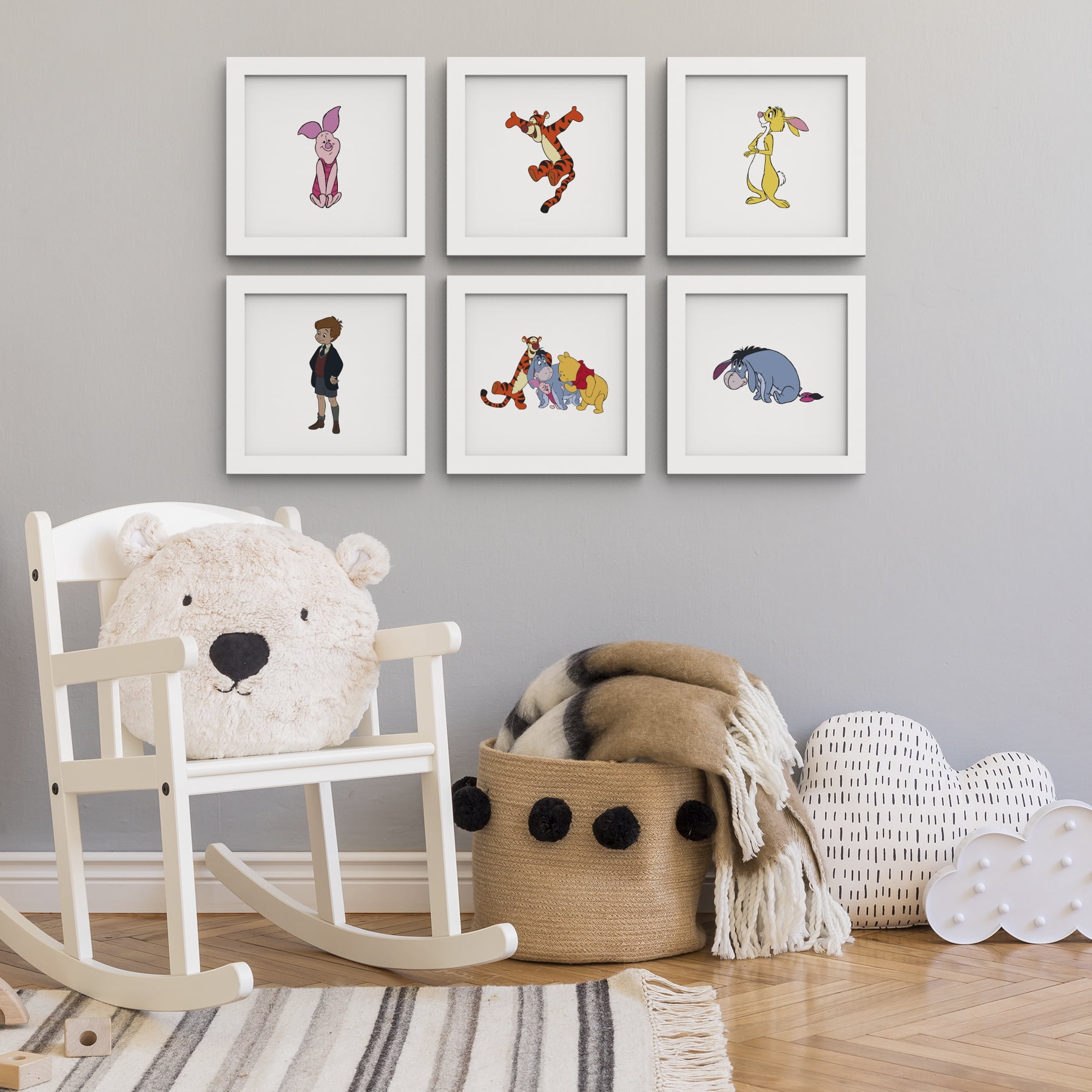 Gallery Pops Disney Winnie The Pooh - Friends Wall Art Bundle (6-Pack), White Framed Version, 12" x 12"