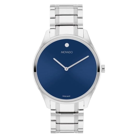 Movado 0607957 Blue Dial Silver Stainless Steel Bracelet 39mm Mens Watch