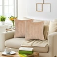 thumbnail image 2 of REGALWOVEN Pack of 2 Soft Plush Throw Pillow Covers Decorative Farmhouse Cushion Pillowcase, Stripe, Home Decor Khaki 18" x 18", 2 of 6