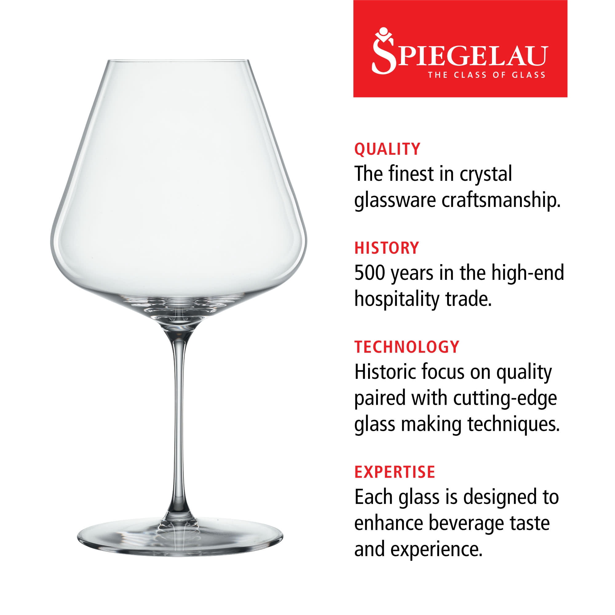 Spiegelau Burgundy Wine Glasses Set of 2, 34 oz, Stemmed Crystal Red Tannin Aroma Clarity