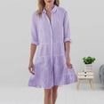 thumbnail image 2 of Aayomet Casual Dresses for Women 2023 Long Sleeve Wrap V Neck High Low Split Ruffle Long Dress with Belt,Purple S, 2 of 5