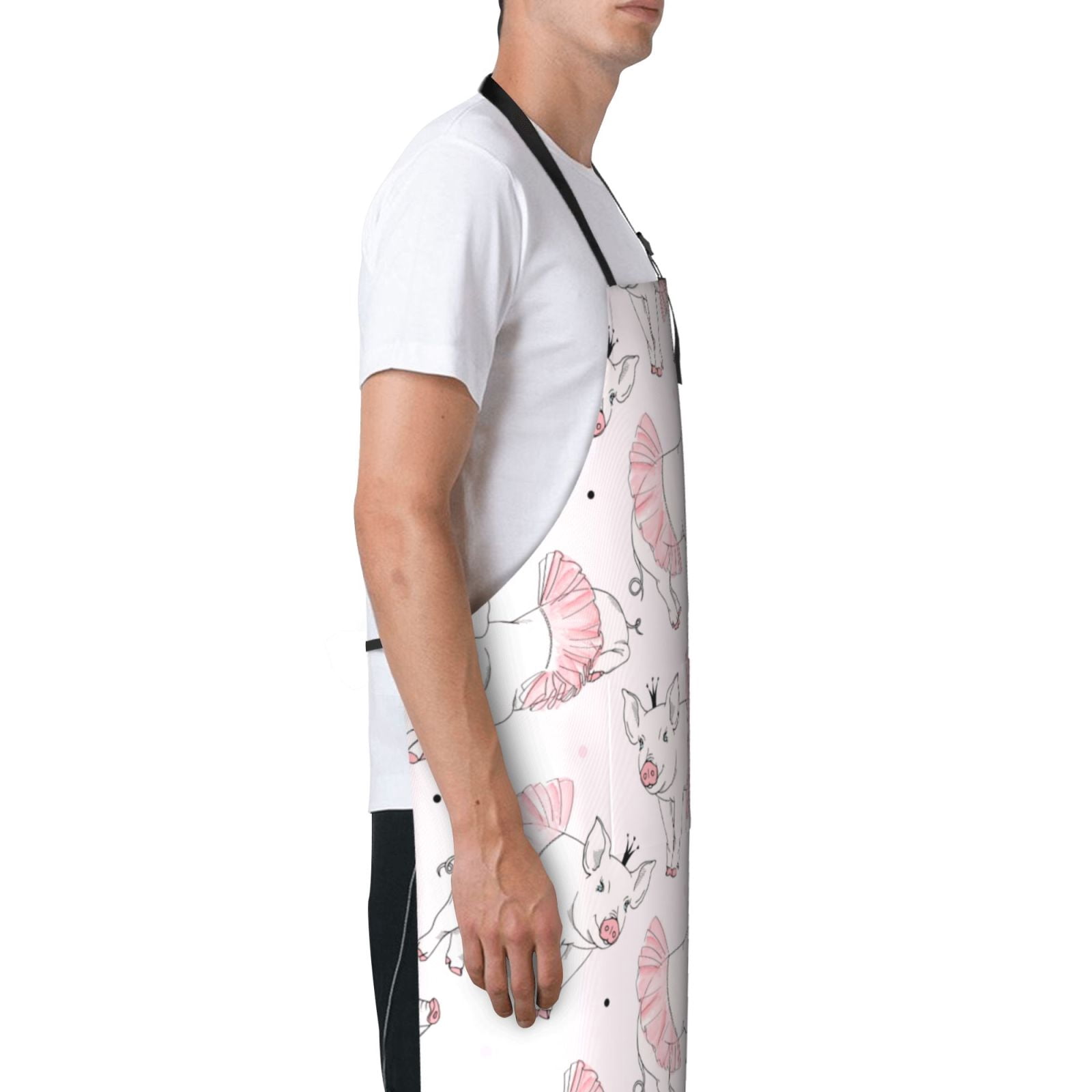 Picia Cute Piggy Ballerina Waterproof Apron for Unisex Adult - Adjustable Bib Apron with Pockets, Ideal for Cooking, Gardening, Painting, and Household Chores