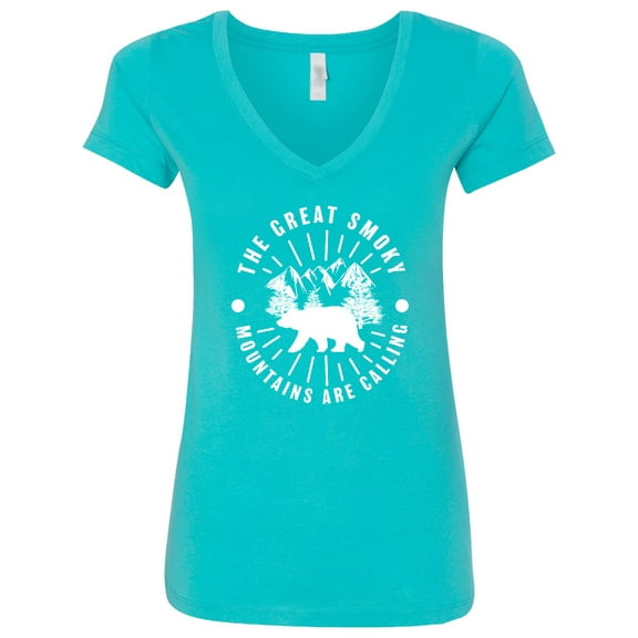 Inktastic The Great Smoky Mountains Are Calling Women's V-Neck T-Shirt