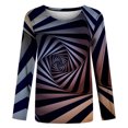 thumbnail image 4 of Blusa de cuello redondo de manga larga con estampado degradado de novedad clásica para mujer Pompotops gfhjh19242, 4 of 5