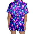 thumbnail image 4 of Womens Pajamas Sets Clearance Ghost Pjs Sets Pocket Button Front Short Sleeve Shorts Sleepwear Womens Pjs Sets Clearance Blue XXL, 4 of 5