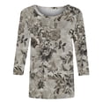 thumbnail image 4 of Jsaierl 3/4 Sleeve Tops for Women Casual Crew Neck Shirts Dressy Floral Petite Blouses Work Elegant T-shirts Top S-2XL, 4 of 5