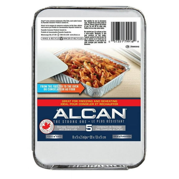 ALCAN® Essentials Aluminum Bakeware Storage Containers with Board Lids, 5 Count