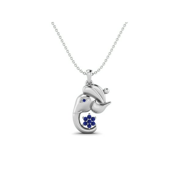 0.16 Ctw Round Lapis 925 Sterling Silver Hindu Religious Ganesh Men Women Necklace Pendant