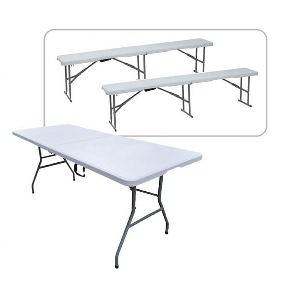 72" Fold-in-Half Banquet Table with 2 Fold-in-Half Benches