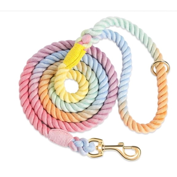 5 FT Dog Leash Handmade Braided Rope Dog Leash for Small Medium and Large Dogs, Colorful Macaron